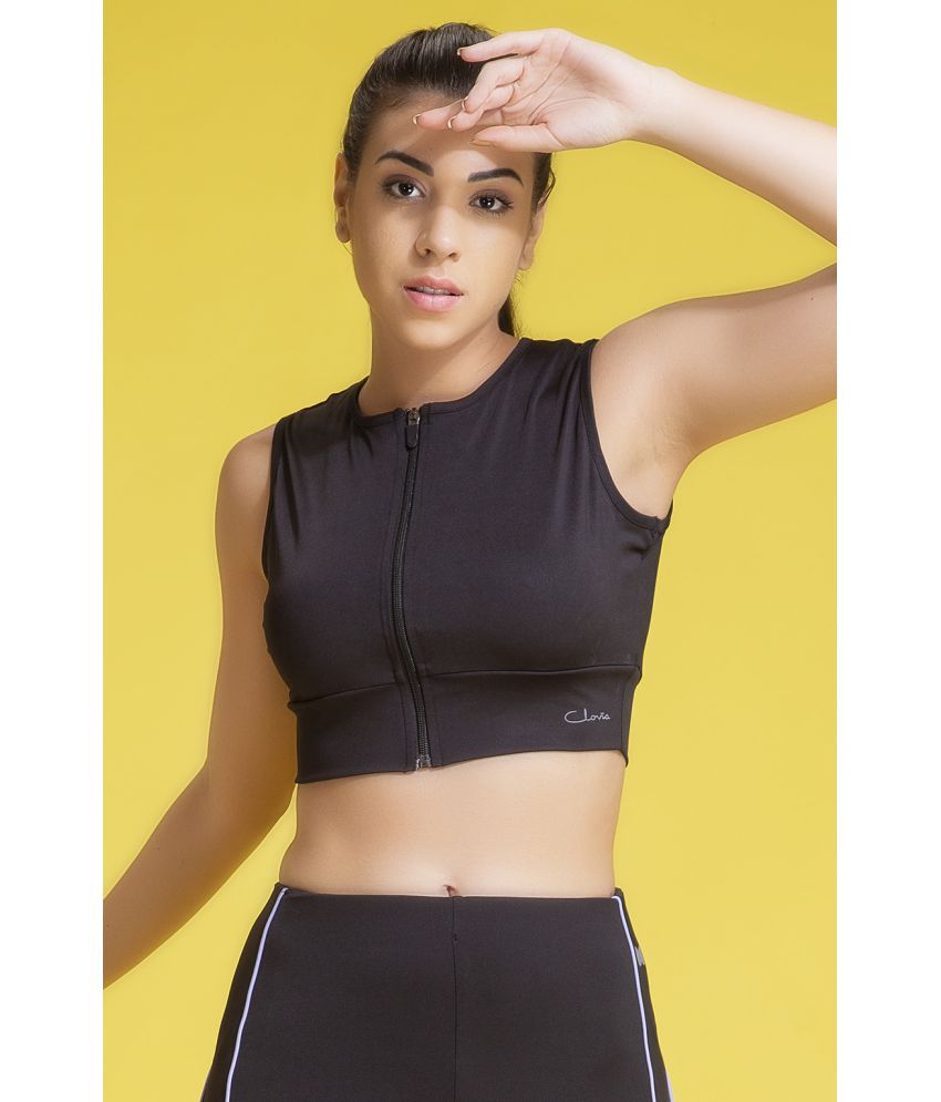     			Clovia Black Poly Spandex Croptop - Single