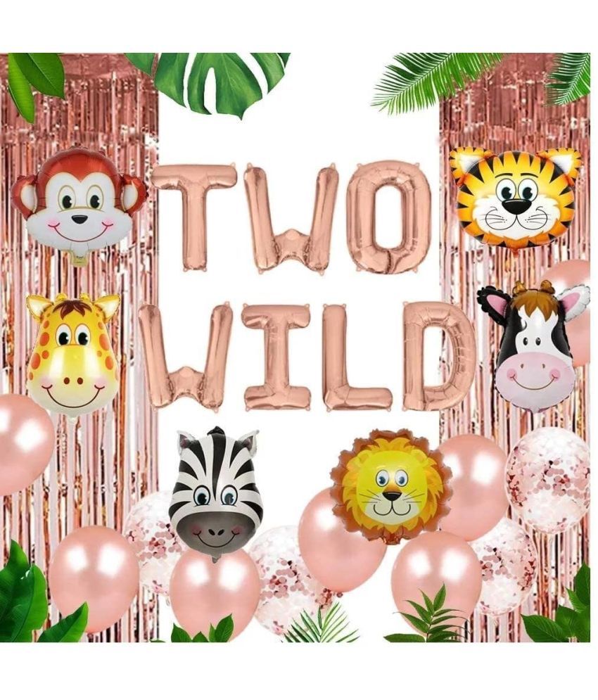     			Party Propz Rose Gold 2nd Birthday Jungle Theme Decoration For Girls - 21Pcs Two Wild Decoration - 2nd Birthday Party Decorations,Birthday Decorations kit for Girls 2nd birthday/ Baby Birthday Decoration Items 2 Year