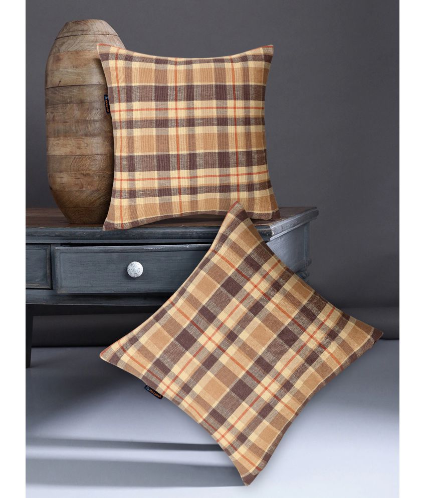     			mezposh Set of 2 Jute Cushion Covers 45X45 cm (18X18)