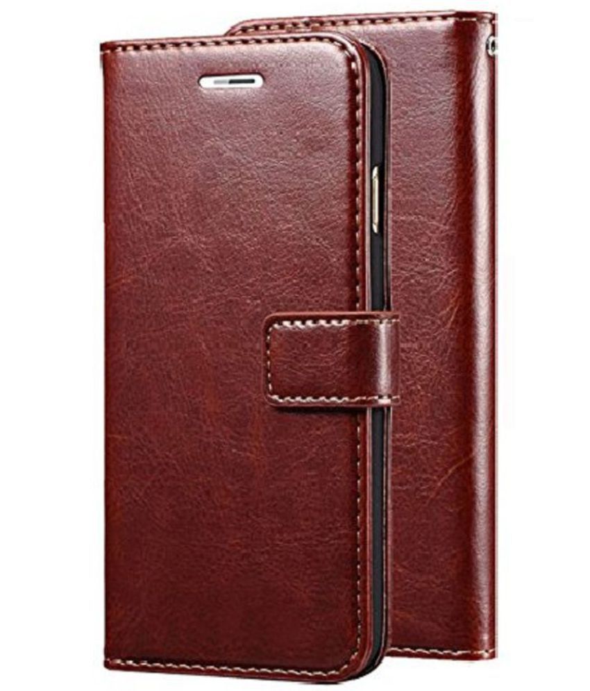     			KOVADO Brown Flip Cover For Samsung Galaxy A22 4g Leather Stand Case
