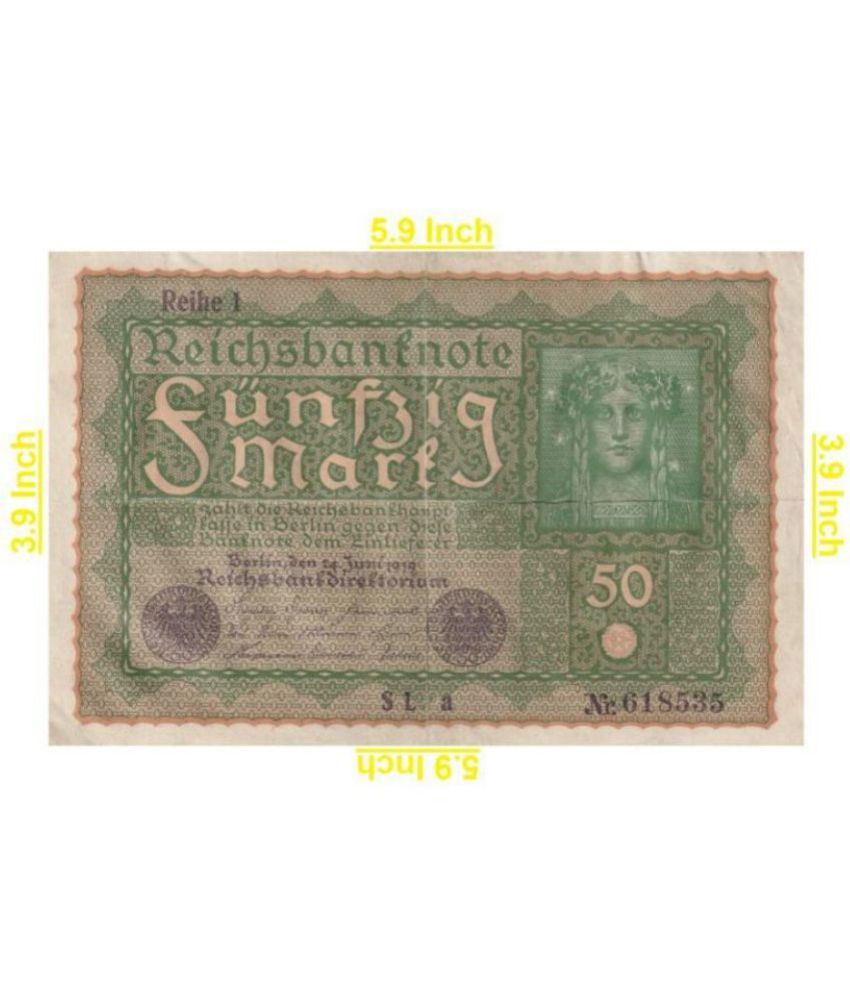     			50   Mark   ( 1919 )    Funfzig    Mark    Germany     Pack    of    1    Rare   Product