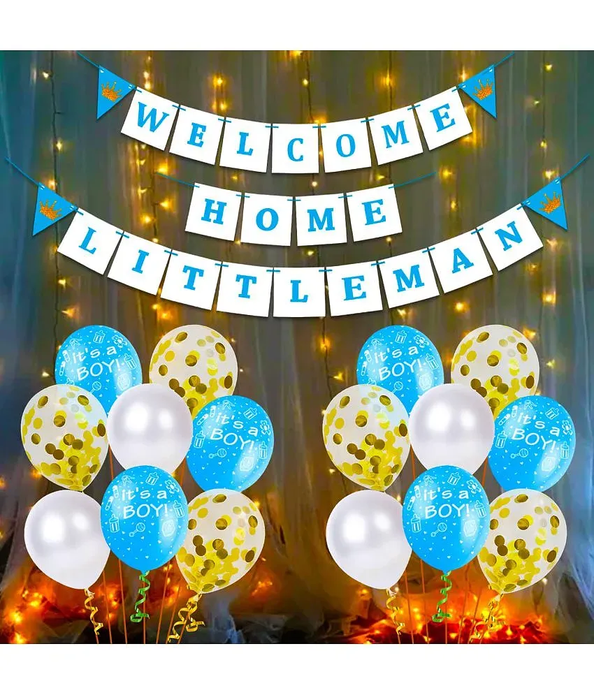 Party Propz Baby Boy Welcome Home Decoration Kit 32Pcs Balloon, Banner with  String Fairy Light for Baby Shower / Welcome / Birthday Supplies - Buy Party  Propz Baby Boy Welcome Home Decoration