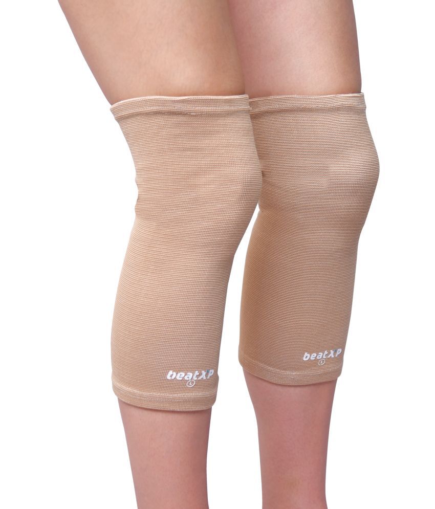     			beatXP Knee Support for Men & Women, Knee Compression Support for Pain Relief (Pack of 2), Sports, Gym, Cycling - Breathable & Light Weight (Beige Color) - 2 Way Stretchable Material (Medium)