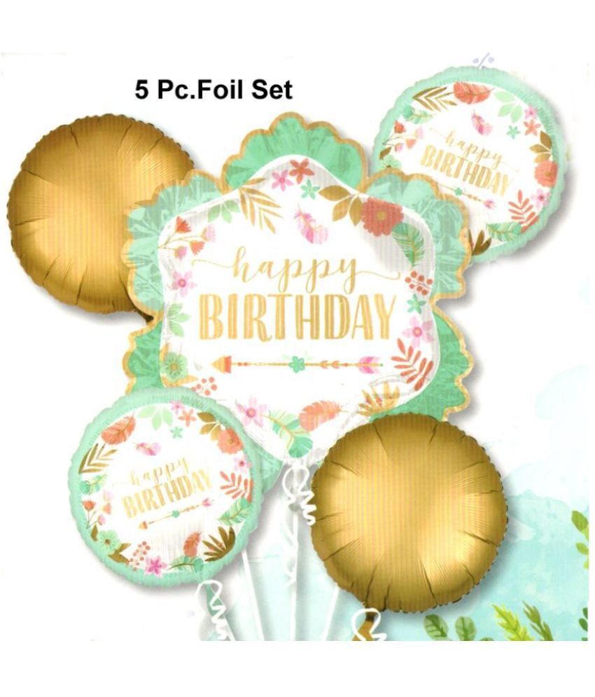     			Happy Birthday 5 Pc Theme Party Birthday Decorations Foil Balloons Bouquet Set for Decoration (Pack of 5 Happy Birthday Theme)