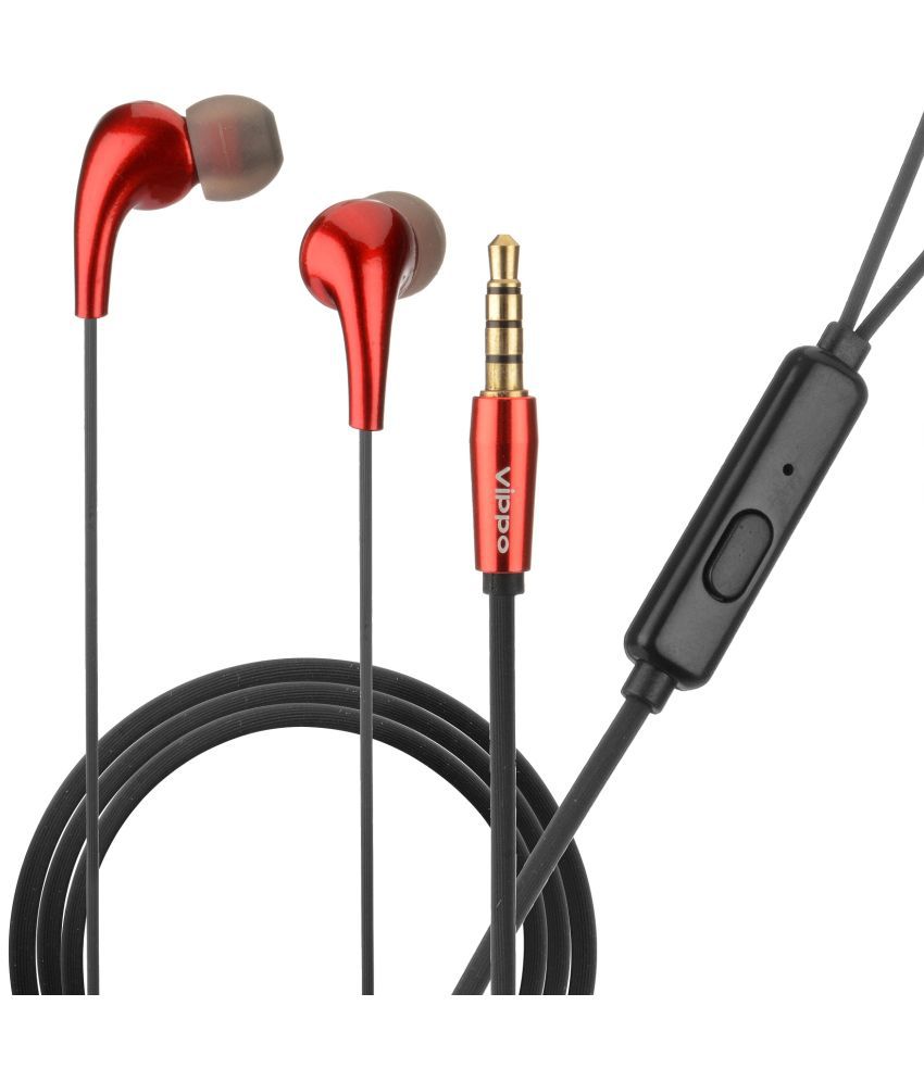 Vippo VHB-315 BEAT MUSIC Compatible ALL MOBILE In Ear Wired With Mic Headphones/Earphones Red