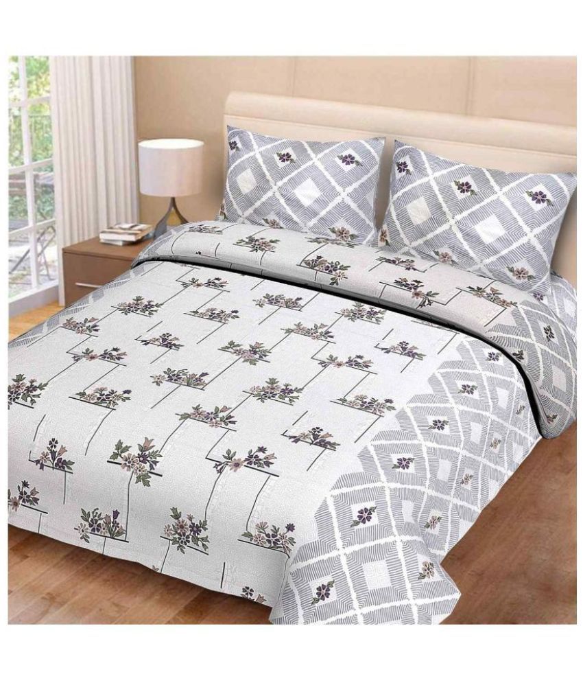     			eCraftIndia Cotton Double Bedsheet with 2 Pillow Covers ( 229 cm x 275 cm )