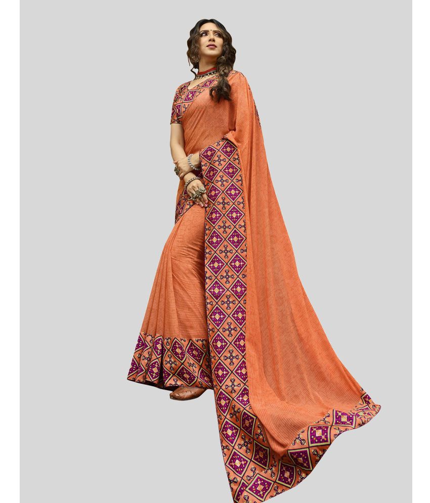     			Gazal Fashions Orange Chiffon Saree -