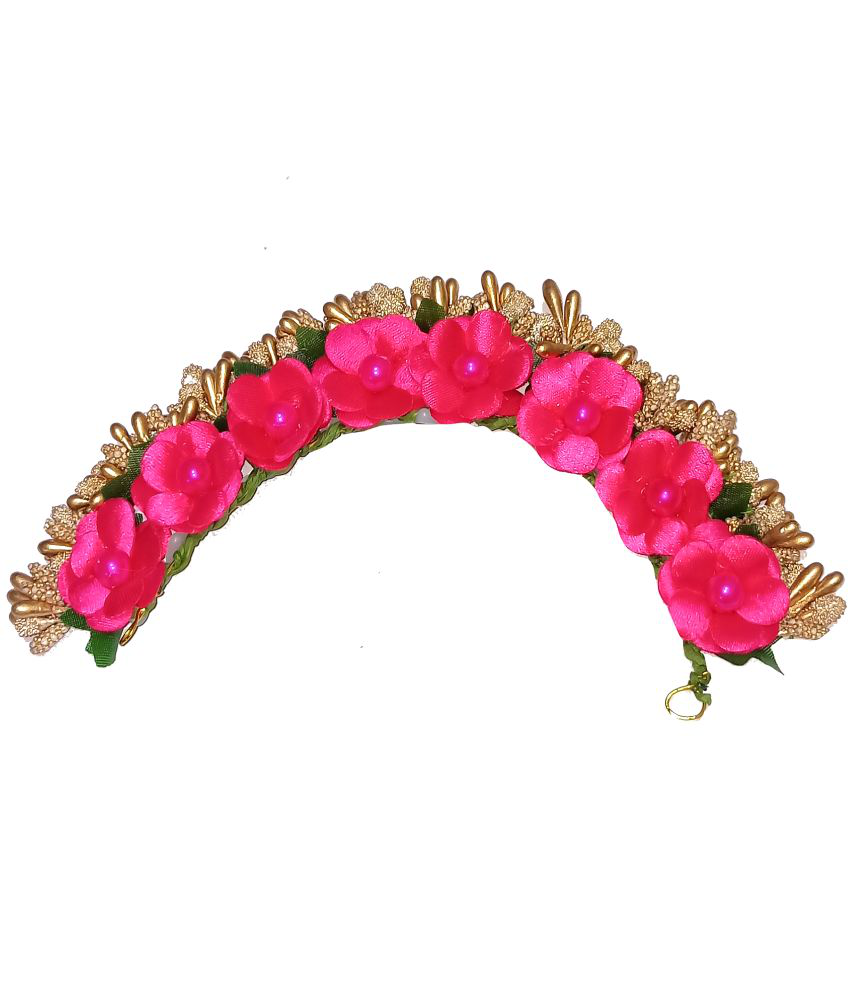 Pink & Golden Fancy Flower Gajra / Hair juda / Hair Accessories For Girls &  Womens: Buy Online at Low Price in India - Snapdeal