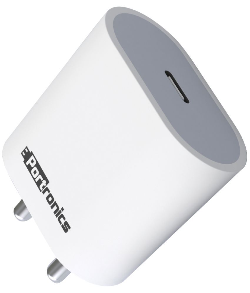     			Portronics Adapto 20:20W Type-C Charger With Fast Charging ,White (POR 1238)