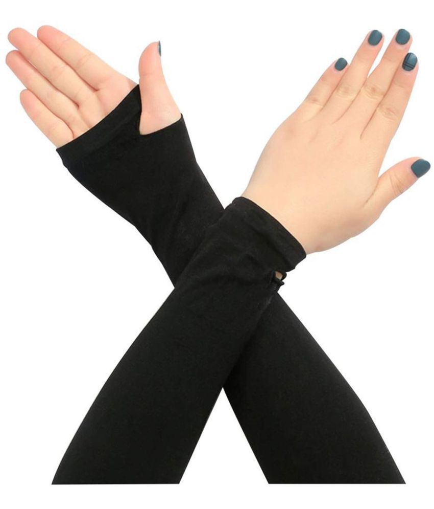     			U-KOBA UV-Protection thumb hole blackyy Arm Sleeves, Hand Socks for Men and Women (Unisex) Used for Driving, Hiking, Sports, Biking, Cycling