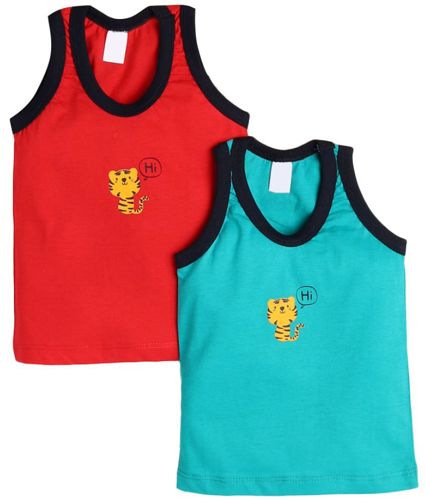 Hopscotch Baby Boys Cotton Printed Vests Pack Of 2 in Multi Color For Ages 0-6 Months (NPL-3696868)