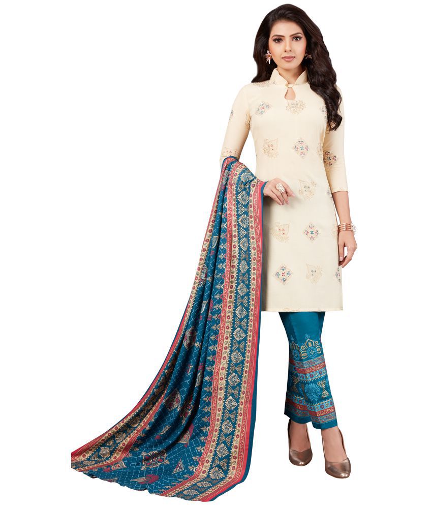     			SIMMU - Off White Straight Rayon Women's Stitched Salwar Suit ( Pack of 1 )
