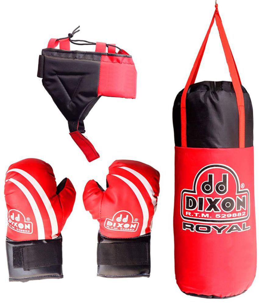 Toyshine Boxing Kit with Gloves and Head Guard, 48 Cms, Filled with Cotton, 5-9 Year, Red SSTP