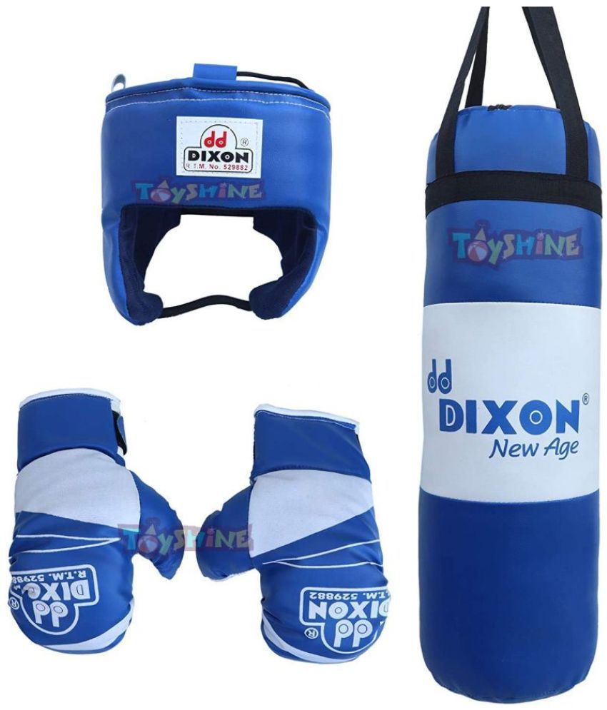 Toyshine Dixon Kids Polyester Boxing Kit (Blue) with Gloves and Head Guard, Medium (18 Inches, 3-4 Years) (SSTP)