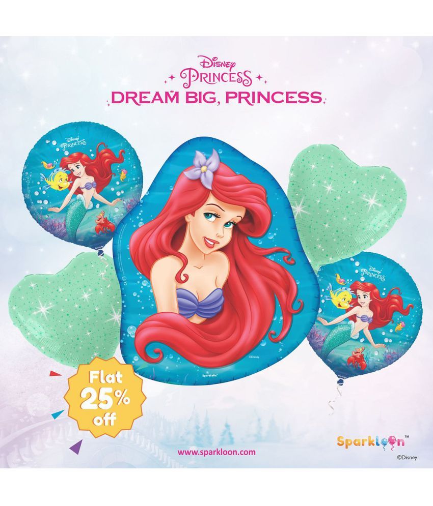 Disney Princess Little Mermaid Ariel Set Of Combo 5 Pcs Foil Balloons Buy Disney Princess 
