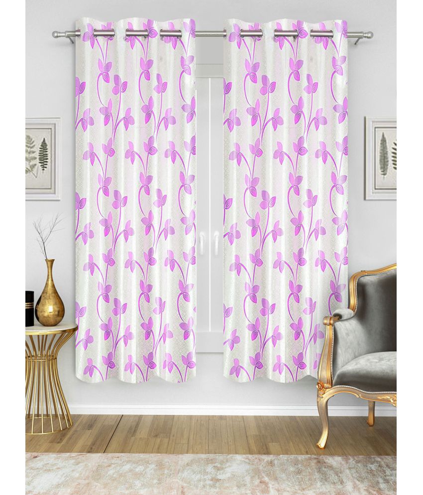     			HOMETALES Set of 2 Window Semi-Transparent Eyelet Polyester Purple Curtains ( 152 x 120 cm )