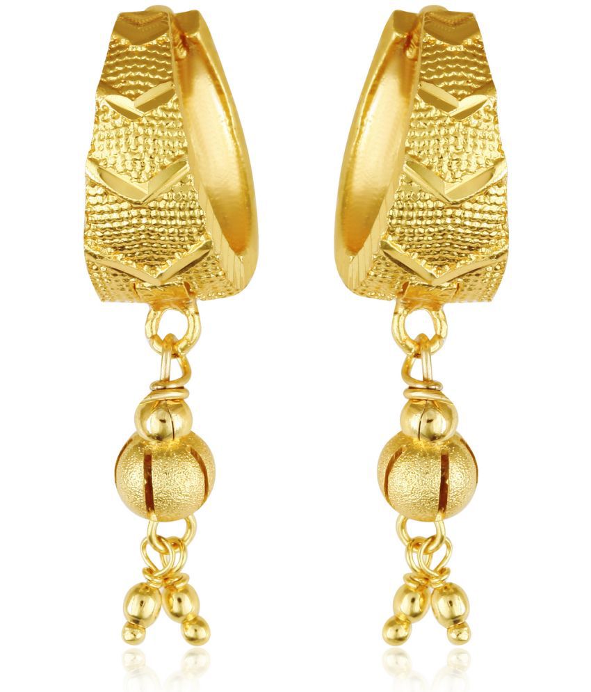     			Vighnaharta Filigree work Gold Plated alloy Hoop Earring Clip on fancy drop Bali Earring for Women and Girls [VFJ1478ERG]