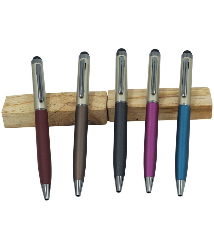     			Hera Multicolor Set Of 5 , Twist Mechanism , Metal Body , Blue Ink Refill With Stylus For Capacitive Touch Screen Ball Pen .