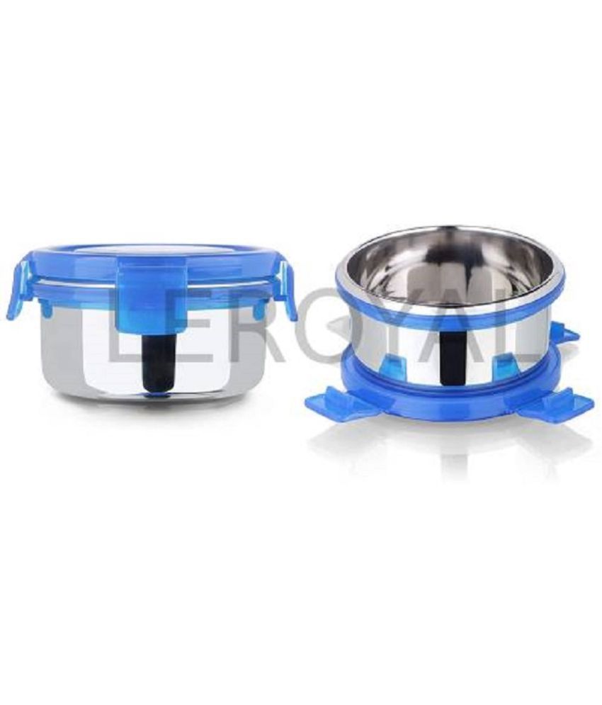     			LEROYAL Clip and lock Food Steel Food Container Set of 2 200 mL