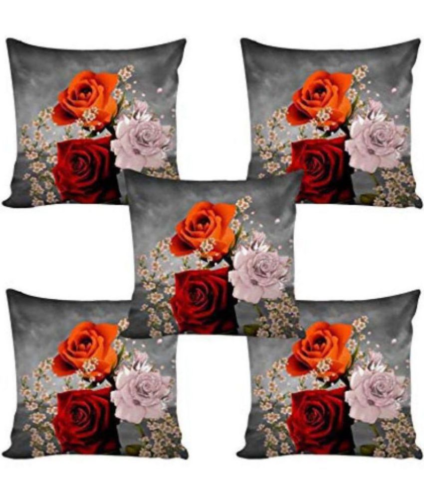     			indiancraft Set of 5 Polyester Cushion Covers 40X40 cm (16X16)