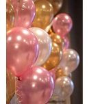 Party Propz Pink Golden White Metallic Latex Balloons Pack-51Pcs for Girls Kids Women Birthday, Baby Shower, Unicorn, Princess, First,2nd Years Decorations Balloons Supplies Combo Kit