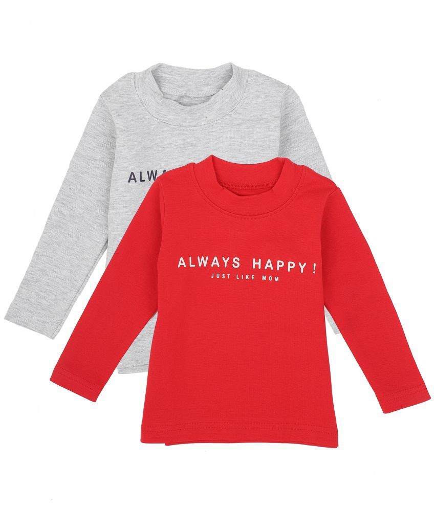     			BOYS TSHIRT ROUND NECK FULL SLEEVES SOLID Red And Grey