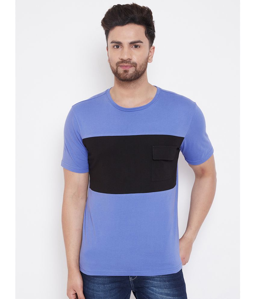     			Gritsones Blue Cotton Blend Color Block T-Shirt Single Pack