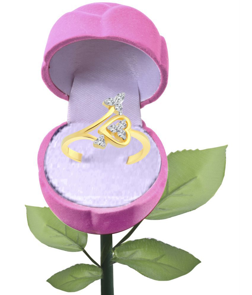     			Vighnaharta Heart Treat CZ Gold- Plated Alloy Ring With PROSE Ring Box for Women and Girls - [VFJ1147ROSE-PINK-G16]