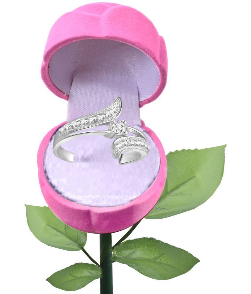     			Vighnaharta Shiny Glow CZ Rhodium Plated Alloy Ring with PROSE Ring Box for Women and Girls - [VFJ1002ROSE-PINK8]