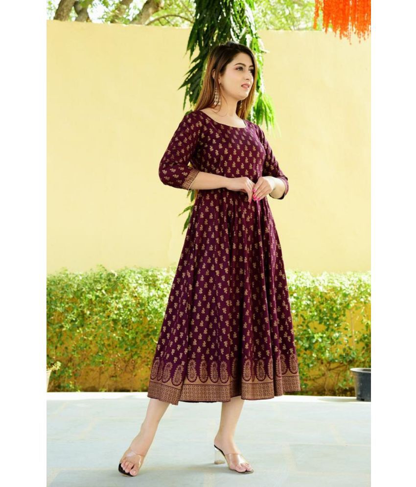 Charoli enterprises Purple Rayon Anarkali Kurti   Buy Charoli enterprises  Purple Rayon Anarkali Kurti  Online at Best Prices in India on Snapdeal