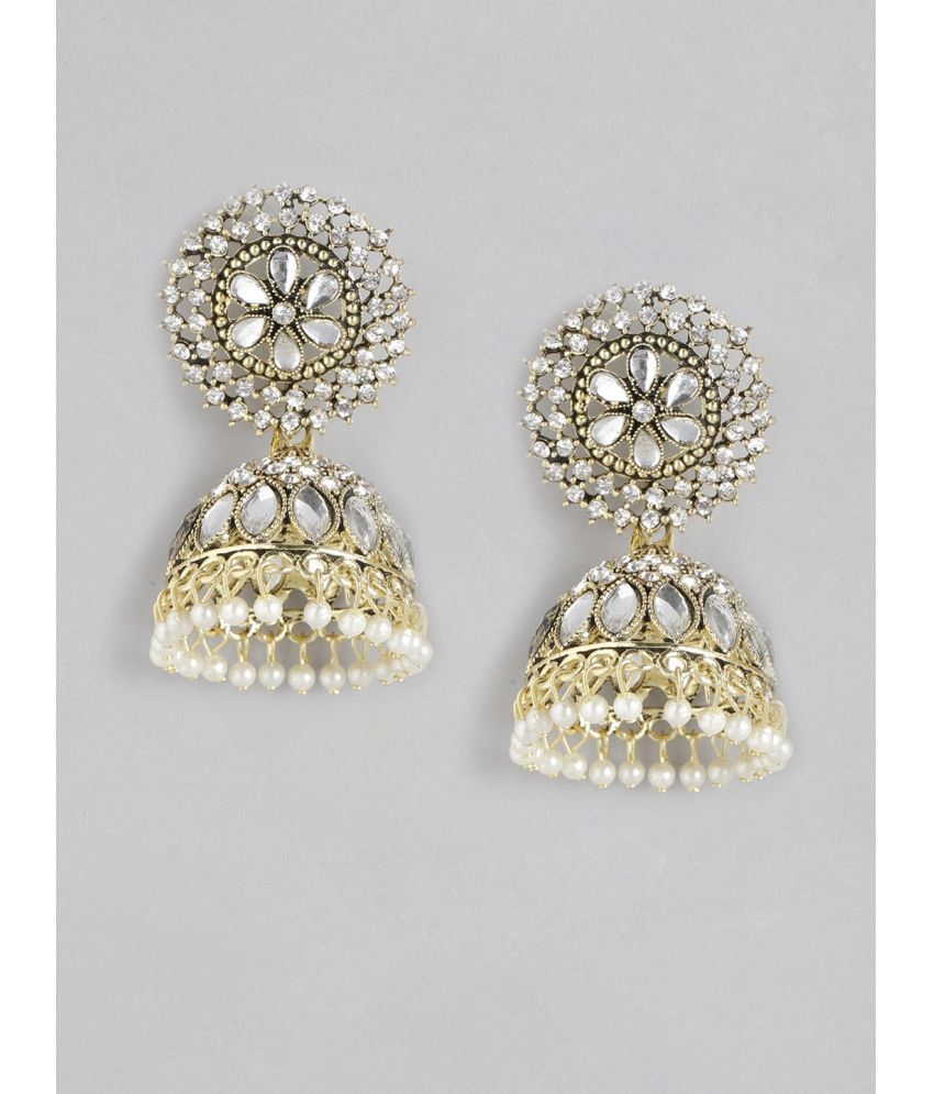     			Happy Stoning Designer Partywear Bridal Gold Plated Jhumkas for women