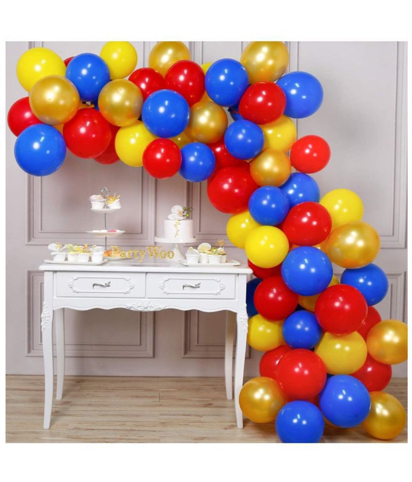     			Pixelfox  Solid Birthday / Anniversary Party Decoration Balloons (Red, Blue, Golden) Pack of 50