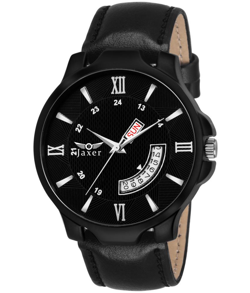     			Jaxer - Black Leather Analog Men's Watch