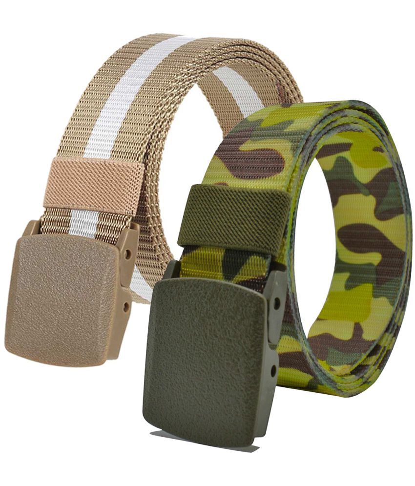     			Loopa Multi Nylon Casual Belt Pack of 2