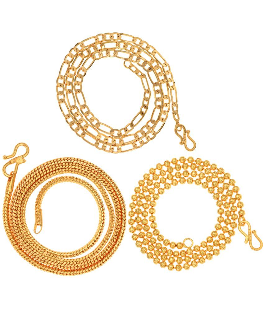     			AanyaCentric Combo of 3 Gold Plated 22inches Long Fashion Chain