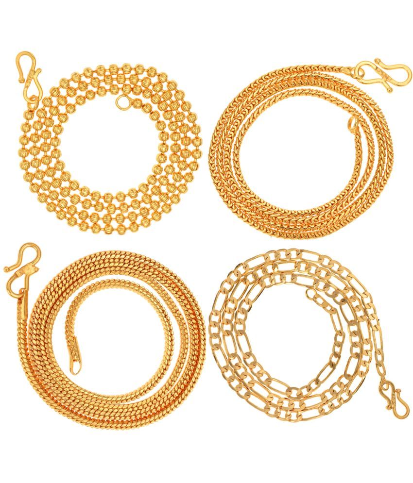     			AanyaCentric Combo of 3 Gold Plated 22inches Long Fashion Chain