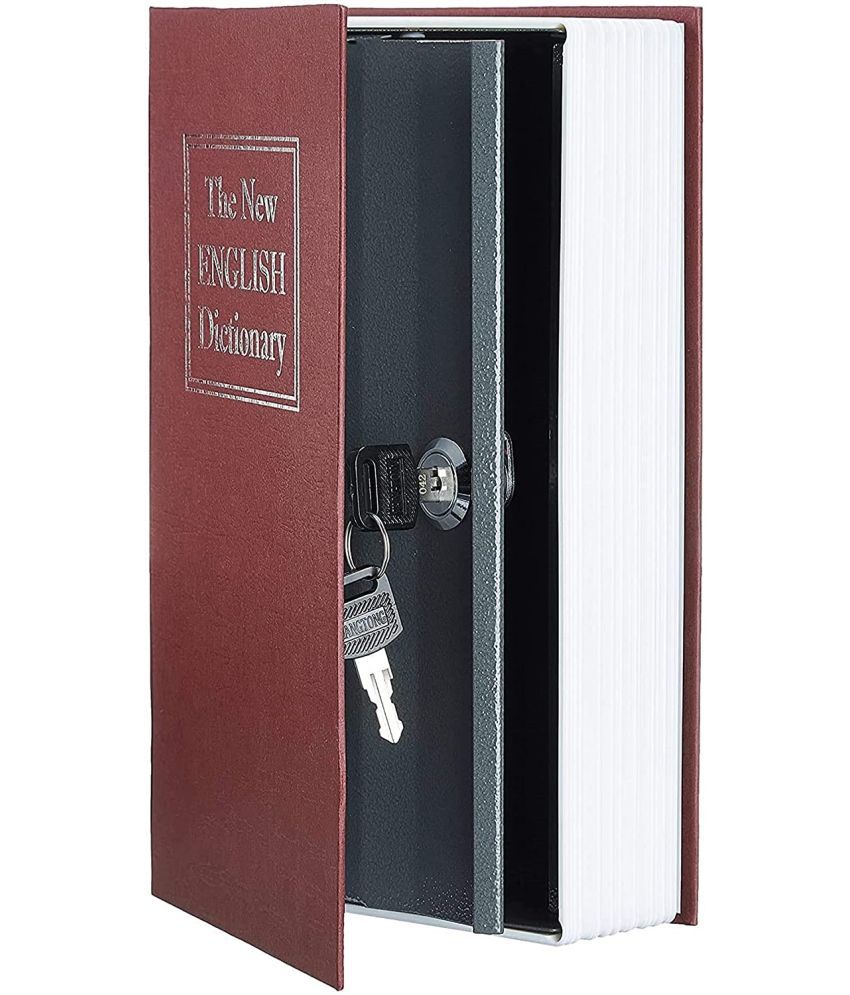 Eloha Hidden Secret Book Safe Vault Box with 2 Keys Jewellery Money Cash Box Locker Jewellery Home Safe Box Dictionary for Office Home Big Size(Red 26.5X20X6.5 cm)