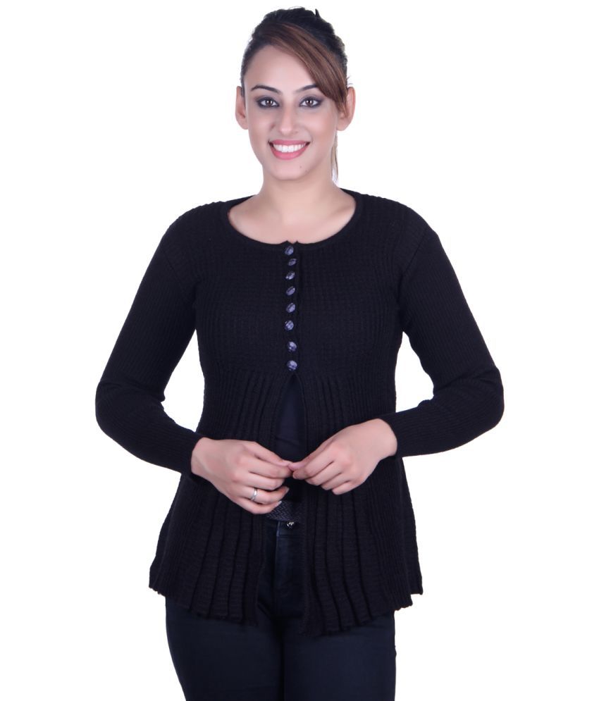     			Ogarti Acrylic Black Buttoned Cardigans - Single