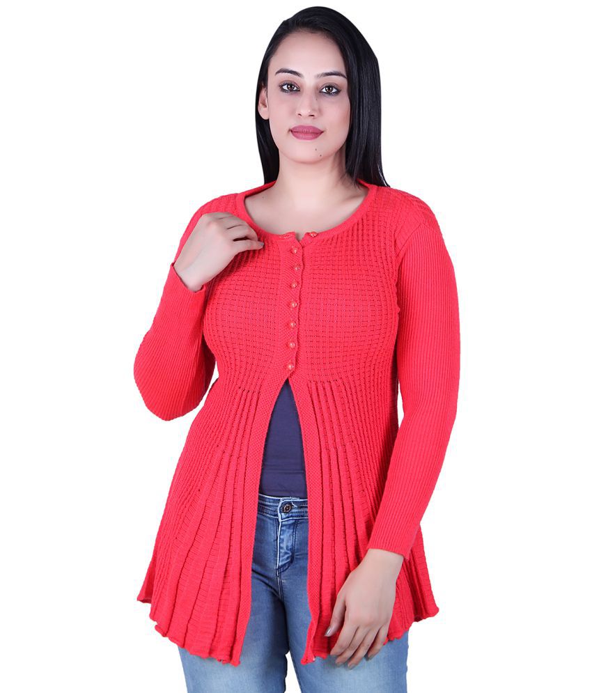     			Ogarti Acrylic Pink Buttoned Cardigans - Single