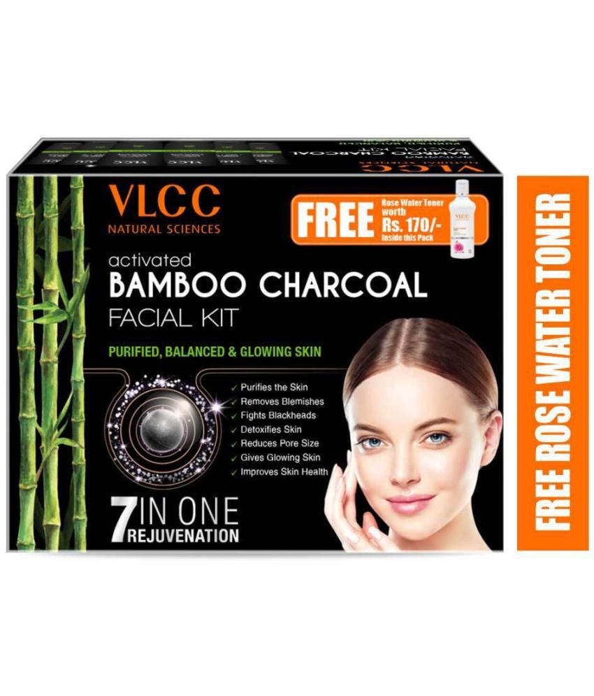     			VLCC Activated Bamboo Charcoal Facial Kit with FREE Rose Water Toner, 400 g