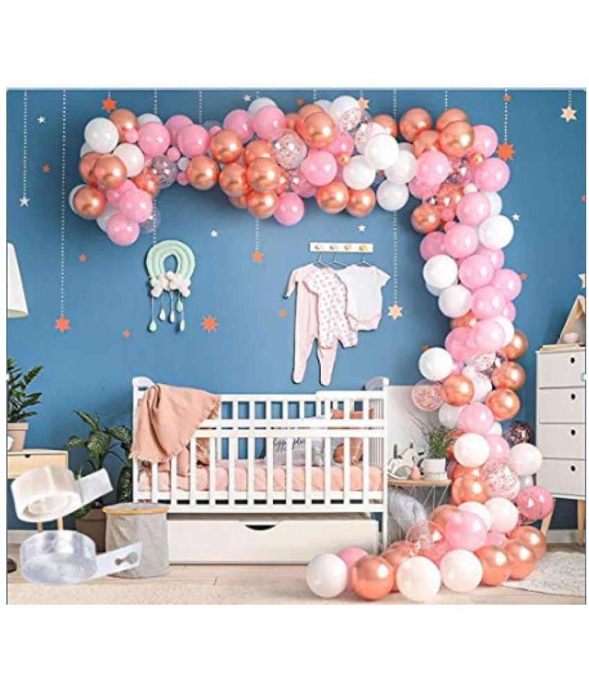     			Blooms Event Rose Gold,White And Pink Balloon Combo Of 102 pc