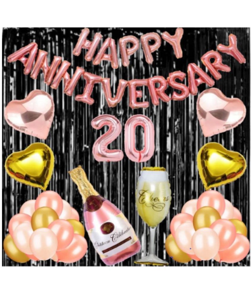     			Blooms Event20 Rose Gold Foil Balloons with Happy Anniversary Decoration Items ( Pack of 55)