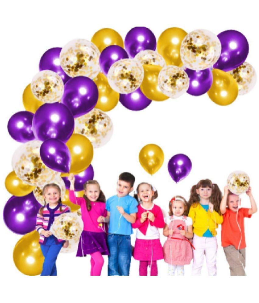     			Blooms EventPurple And Golden Balloon Combo Of 102 Pcs