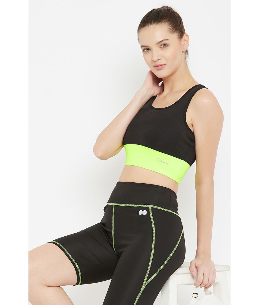     			Clovia Green Polyester Solid Sports Bra - Single