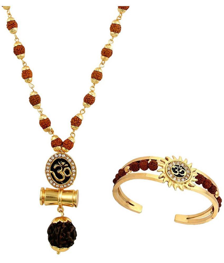     			PAYSTORE Gold Plated Wheat Cutt & Kadaa Bracelet-For-Men WIth om damru cap mala