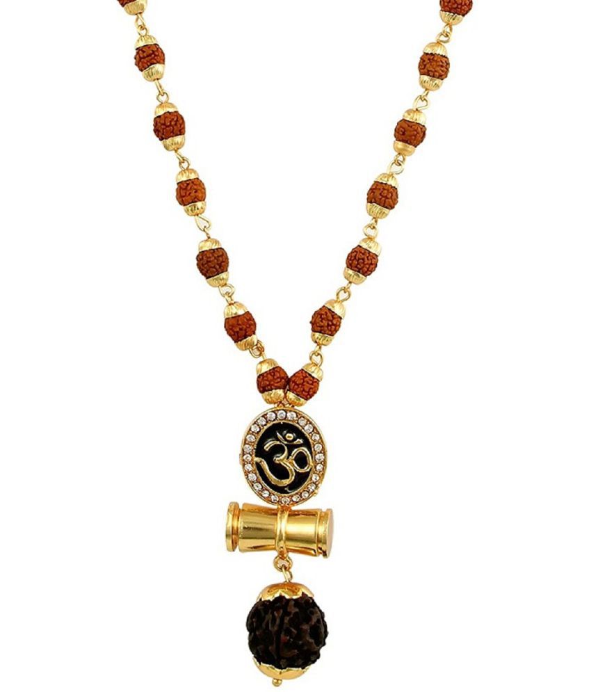     			PAYSTORE Premium quality Gold Plated Rudraksha Mala With om damru locket