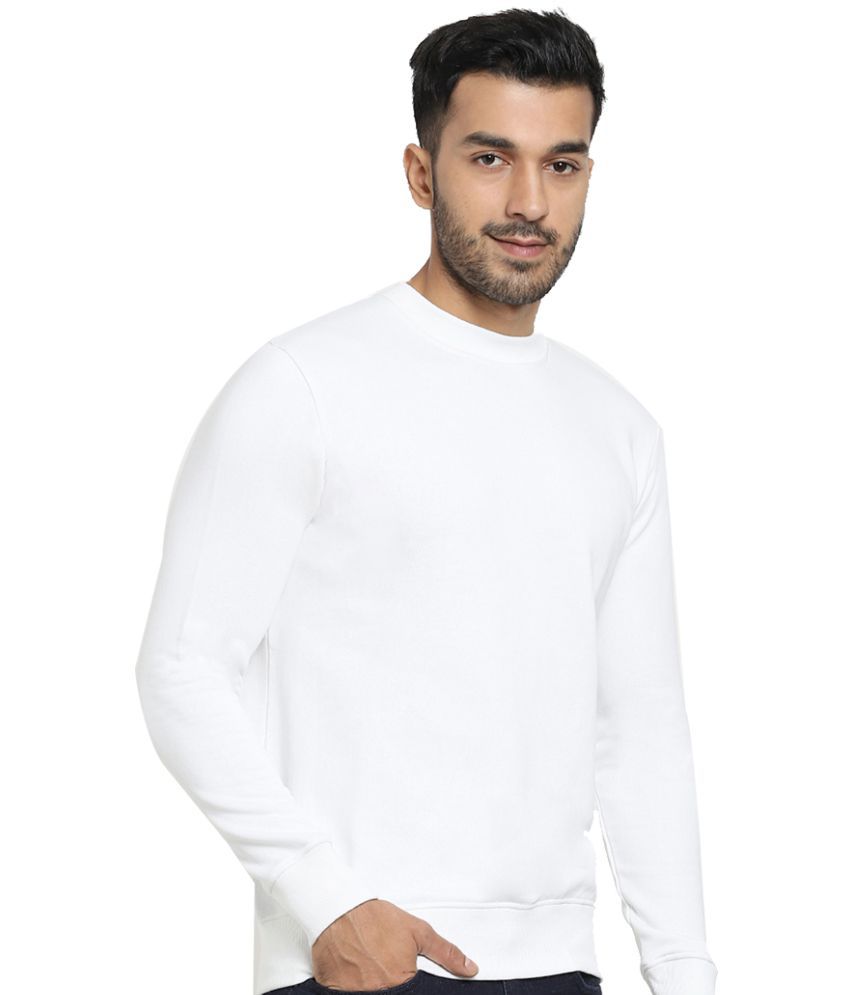     			Bewakoof - White Cotton Blend Regular Fit Men's Sweatshirt ( Pack of 1 )