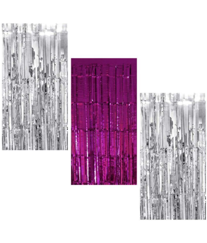     			Blooms Event2Silver 1 Pink fringe Curtains Pack of 3