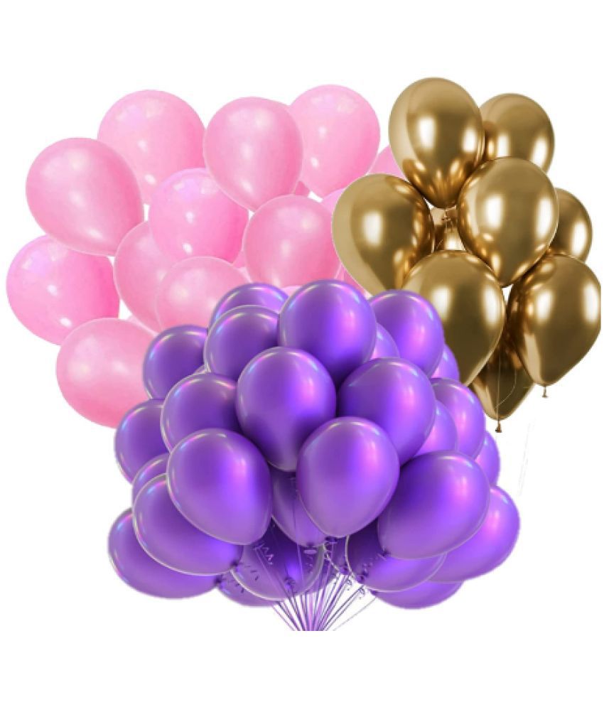     			Blooms EventPink , Purple ,Golden , Color Metallic latex balloons for birthdayParty decoration 51