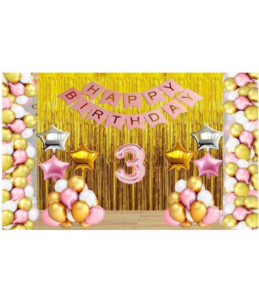     			Blooms EventRose Gold Balloons with Happy Birthday Decoration Items